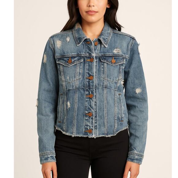 Blank NYC Distressed Denim Jacket - Women's Size XS - Picture 1 of 14